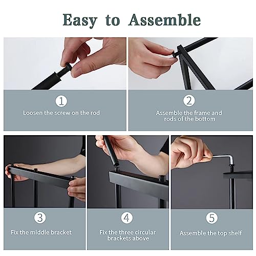 Camping Chair Rack for Garage Storage, Metal Camping Beach Chair Umbrella Holder Wall Mounted Rack Organizer Floating Shelf with 4 Hooks for Garage Organization