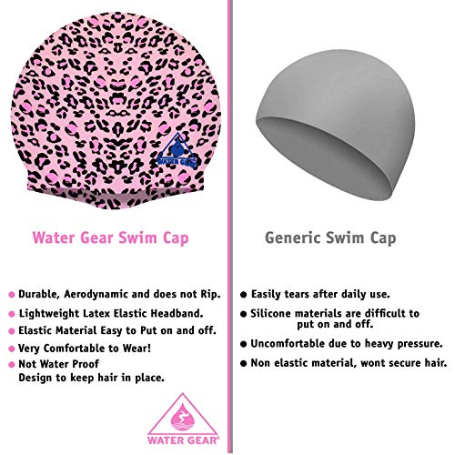 Silicone Adult Swim Cap - Pink Cheetah Design