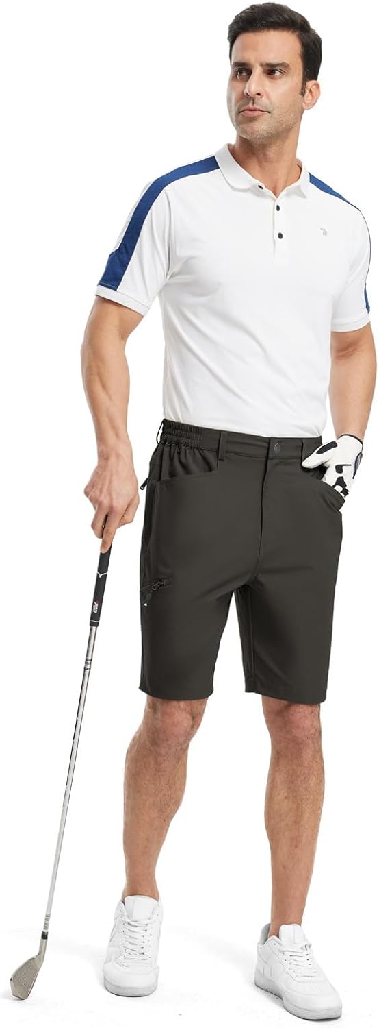 TBMPOY Men's Golf Shorts - Lightweight 9" Quick-Dry Cargo Shorts for Casual Outdoor Travel | 4 Pockets
