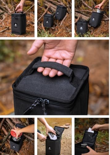 Camping Moon 11'' Black Lantern Storage Case T-8 T-9 with Top Pocket