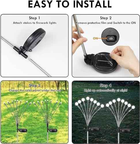 48 LED Solar Halloween Lights - 6 Pack Purple & Orange Waterproof Firefly Lights for Garden & Patio Decor