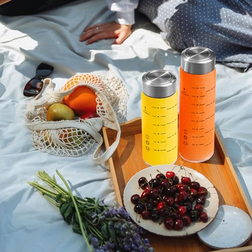 Chunmo 4 Pack 590ml Wide Mouth Glass Juice Bottles with Stainless Steel Lids - Leakproof, BPA Free, Reusable