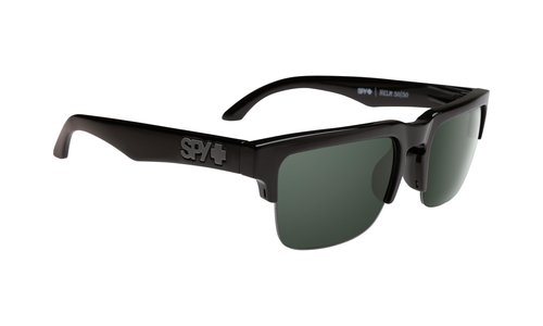 Spy Optic Helm 50/50, Square Semi-rimless Sunglasses, Color and Contrast Enhancing Lenses, Black - Happy Gray Green Lenses