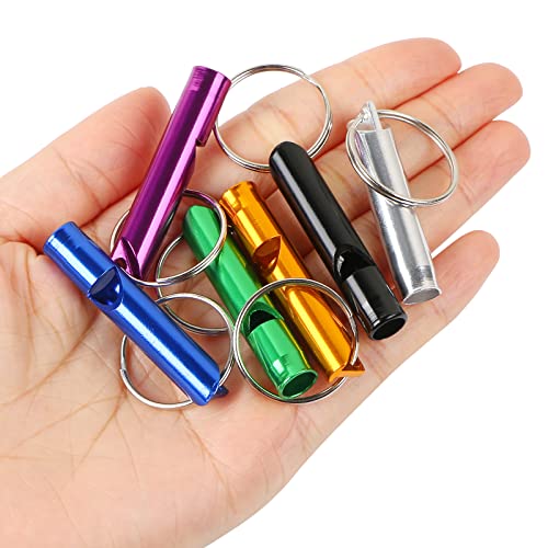 12 Pcs Emergency Survival Whistle Set with Keychain - Lightweight Aluminum