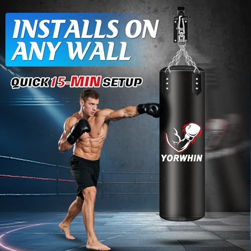 YORWHIN Adjustable Punching Bag Wall Mount, Heavy-Duty Boxing Hanger 17.1-24.8"
