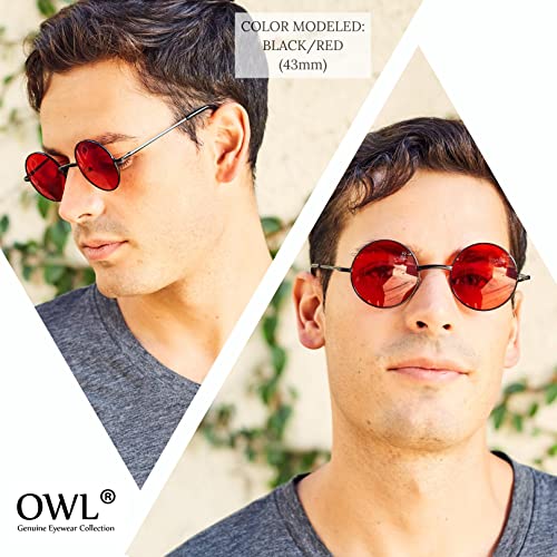 Round Sunglasses with Pink Tinted Lens - Retro Metal Frame UV400