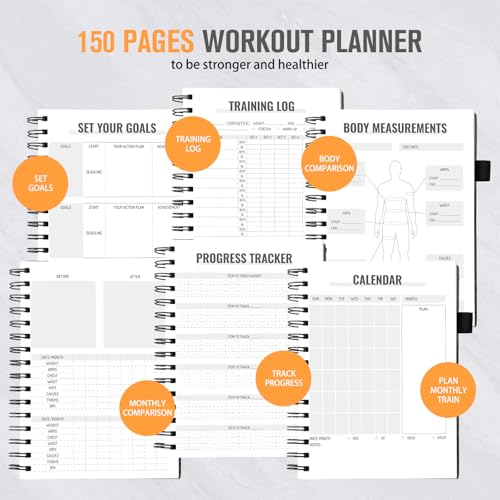 Workout Journal & Fitness Planner - 12-Month Logbook, A5 Size