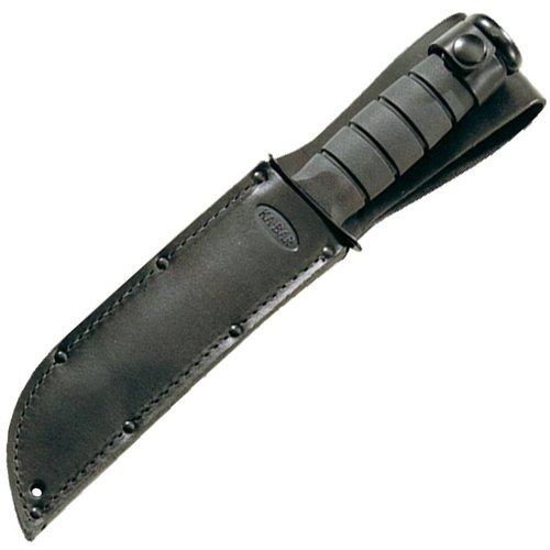 KA-BAR Short Fighting Fixed Blade Knife 5.25" Partially Serrated Clip Point 1095 Cro-Van Black Powder Coat Blade Kraton Handle Black