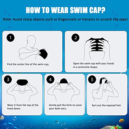 Kids Swim Caps 2 Pack - Durable Silicone Aqua & Yellow Large (Age 9-12)