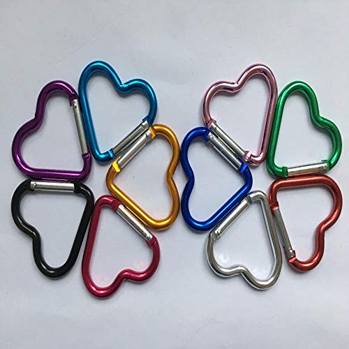 Heart Shaped Aluminum Alloy Keychain Clips - 10 Pcs Set