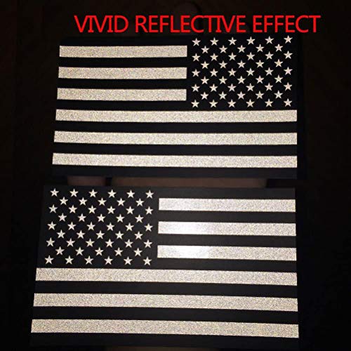 CREATRILL C: Reflective Subdued American Flag Stickers - 2 Pairs, 3x5 Inches, Vehicle & Surface Decal