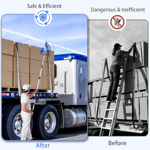 Edge Protector Pole for Flatbed - 4.3-8.7ft Black, Stainless Steel V-Head