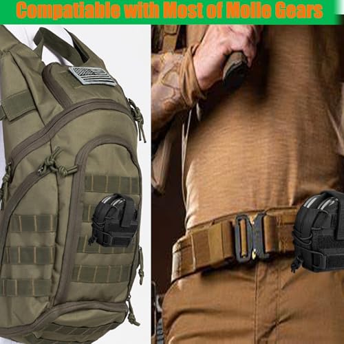 LarKoo Black Double Handcuff Holster Pouch for Duty Belt & Molle Tactical Vest