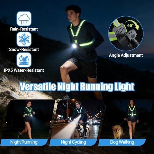 Adjustable Running Light Vest with 550Lm Brightness & IPX5 Waterproof