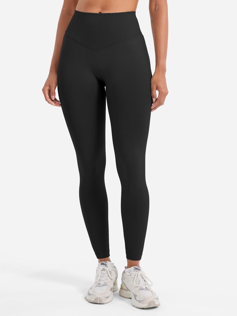 YEOREO Christiy Hidden Scrunch Butt Workout Leggings for Women Seamless High Rise V-Waistband 24" Impact Athletic Yoga Pants Tummy Control Black S