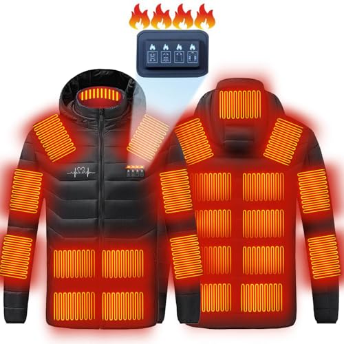 Heated Jacket with 21 Heating Zones - USB Charging Hooded Coat