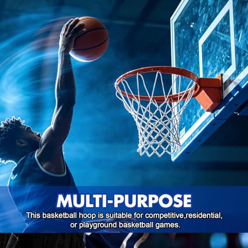 Heavy Duty Basketball Net Replacement - 12 Loops, All Weather, Tangle-Free