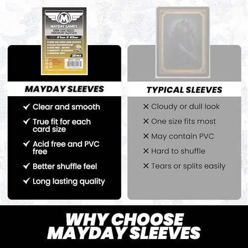 Premium Mini USA Board Game Card Sleeves - 41mm x 63mm - 50 Pack
