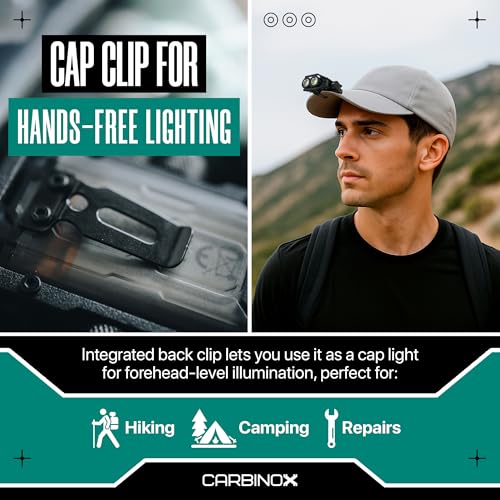 CARBINOX Rechargeable LED Mini Flashlight with COB Light & Red-Blue Warning