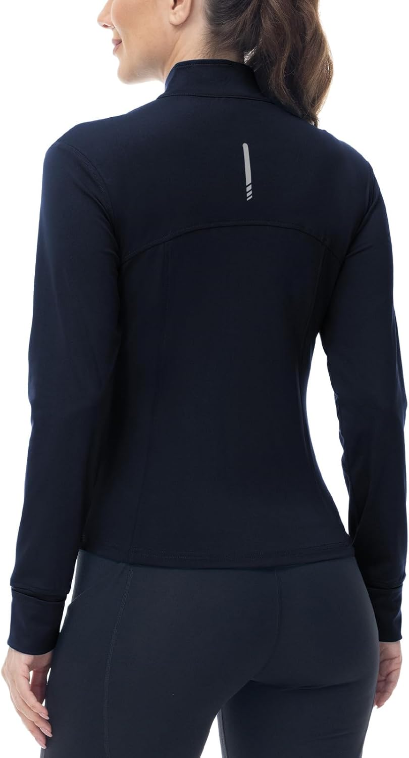 BGOWATU Women's Lightweight Workout Jacket - Zip-Up Athletic Jacket with Thumb Holes