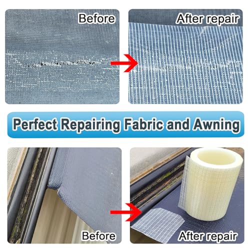 RV Awning Repair Tape for Canvas and Boat Covers,Tear Repair Patch Kit, Tent Repair Tape for Tarp, RV Awning,Sail Tape etc,Heavy Duty and Waterproof,3.15 inch x 39 FT