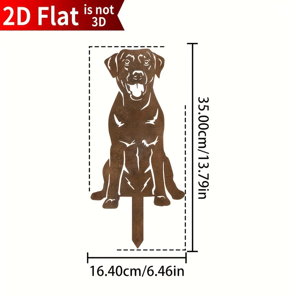 Resama Rusty Metal Dog Garden Stake, Rusted Labrador Retriever Yard Art, Outdoor Metal Dog Decor for Lawn, Patio, Backyard, Dog Lover Gift