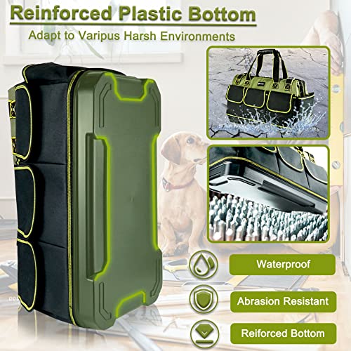 17in Tool Bag For Men Heavy Duty? with Waterproof Molded Base, High Capacity Wide Mouth Tote, Construction Worker Electricians Tool Bags, Large Tool Bag Organizer for Men Women Tool Tote