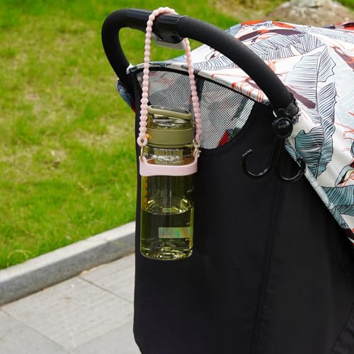 Water Bottle Handle - Soft Silicone Sling, Adjustable Strap - Pink