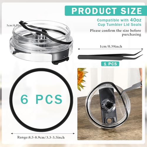40 oz Tumbler Replacement Gasket Seals - 6 Pcs Black