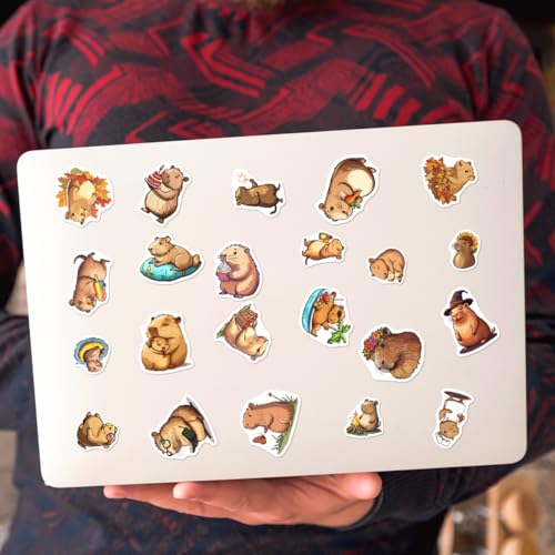 Capybara Vinyl Stickers Pack 108Pcs Cute Animal Aesthetic Cartoon Decals Waterproof for Laptop Water Bottle Skateboard Notebook Scrapbook Perfect Teens Adults Decor Wall