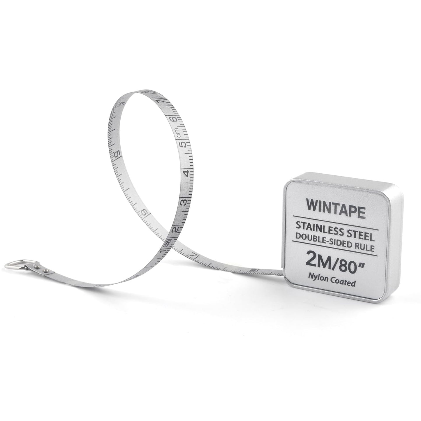 Mini Square Tape Measure, Small Retractable Nylon Coated Dual Sided 80 Inch / 2 M Measuring Tape, Silver Measure Tape