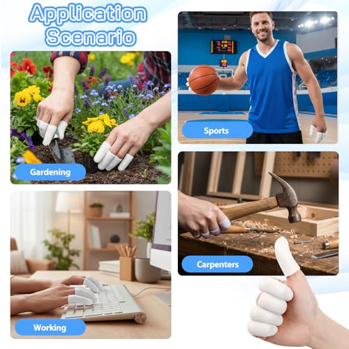 Silicone Finger Protectors - 30 Pcs Reusable Gel Finger Cots - White
