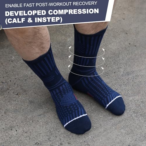 Compression Socks for Men & Women - 4 Pairs, 5.5-8.5, Black Blue Pink White