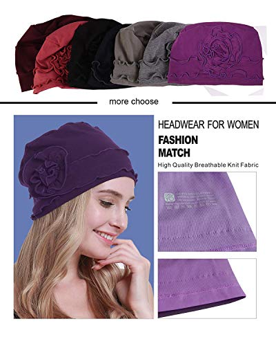 osvyo Cotton Blue Grey Chemo Headwear Turban Cap for Women - Cancer Hair Loss Beanie, Sealed Packaging
