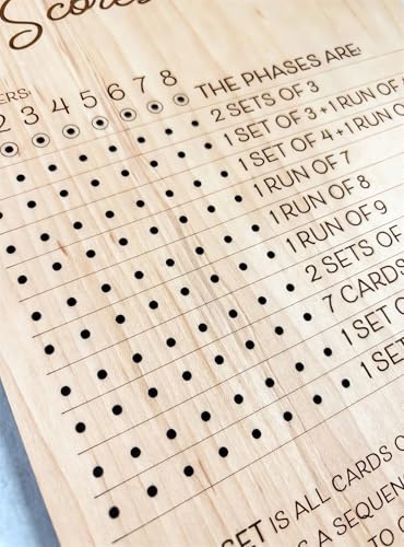 VDhwter Wooden Phase 10 Scoreboard and Round Tracker - 1pc Family Game Accessory