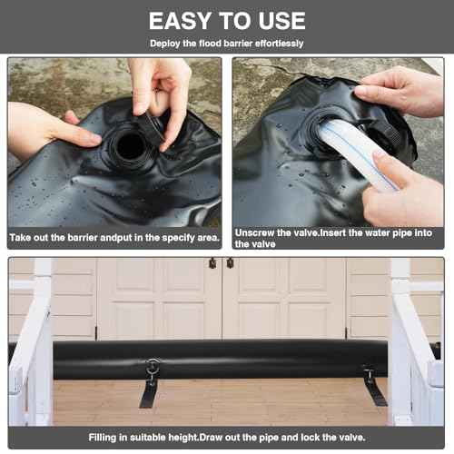 2 Pack 6 ft Flood Barrier for Home, Reusable Outdoor Water Barriers,Water Barrier for Flooding,Sand Bags for Flooding,Flood Barrier for Home Flood Prevention for Rainy Season 0.6MM Thick