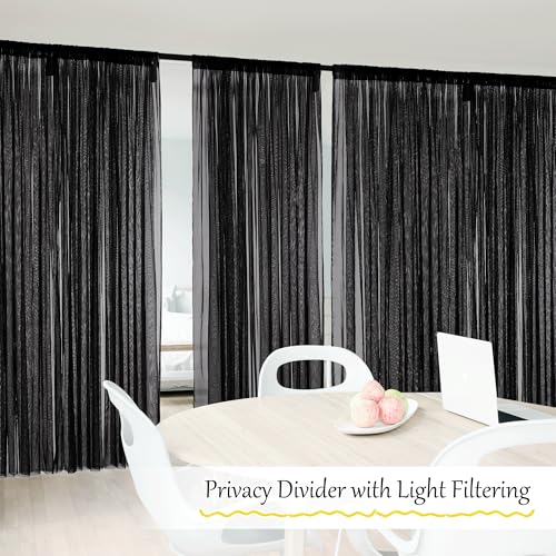 NICETOWN 2 Panels Outdoor Mosquito Curtains 118"W x 98"L Black, Rod Pocket Mesh