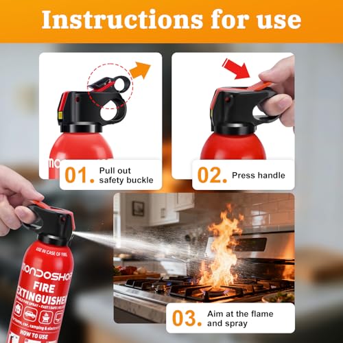 Portable Fire Extinguisher for Home and Vehicle - Mondoshop 2-Pack Water-Based Small Fire Extinguisher with Mount for A, B, C, K Fire, Suitable for Kitchen, Vehicle, Home, Car, Boat, Camping, Business