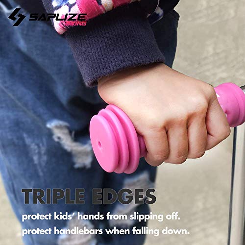 Kids Bike Handlebar Grips - Soft TPR with Pink Streamers, 4.13"