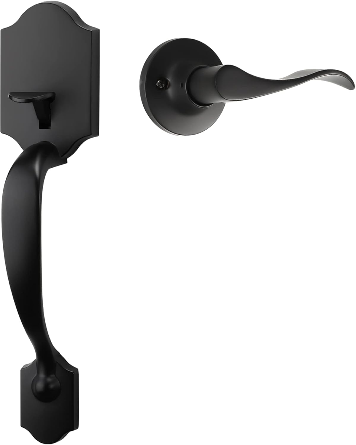 Gold Front Door Handle & Deadbolt Set - Reversible Lever Lock Hardware
