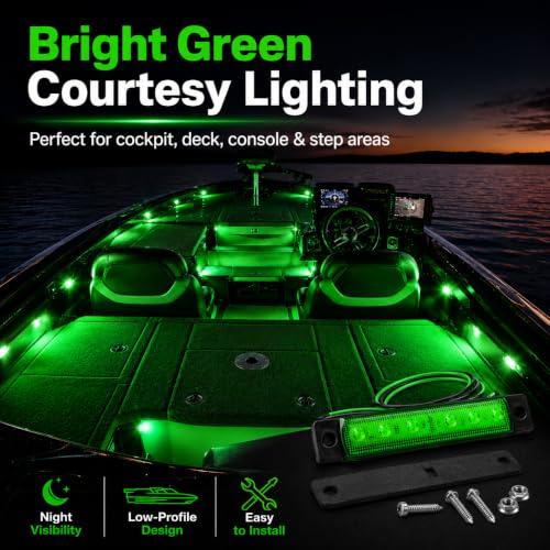 10PCS Green LED Boat Interior Lights - 12V Waterproof Lighting