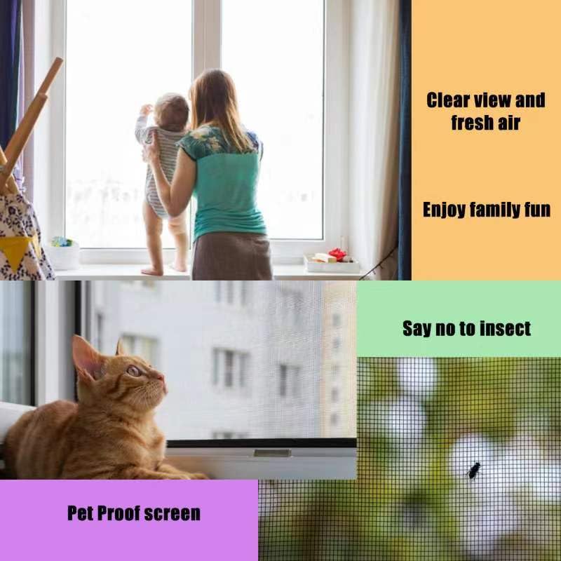 New Window Screen Replacement,48"x118" Screen Repair Kit for Window, Charcoal Fiberglass Mesh with Rolling Tool/Hook/Ruler/Cutter/Spline,Sliding Screen Door Replacement for Window & Patio Doors