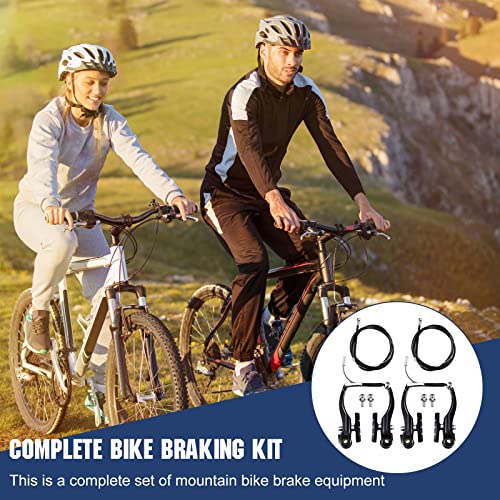 2 Sets V-Type Bike Brakes with Cables & End Caps for Mountain Bikes