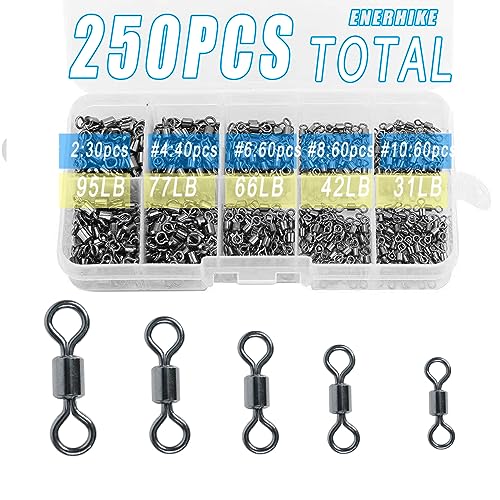 250pcs Stainless Steel Fishing Barrel Swivels - #2, #4, #6, #8, #10