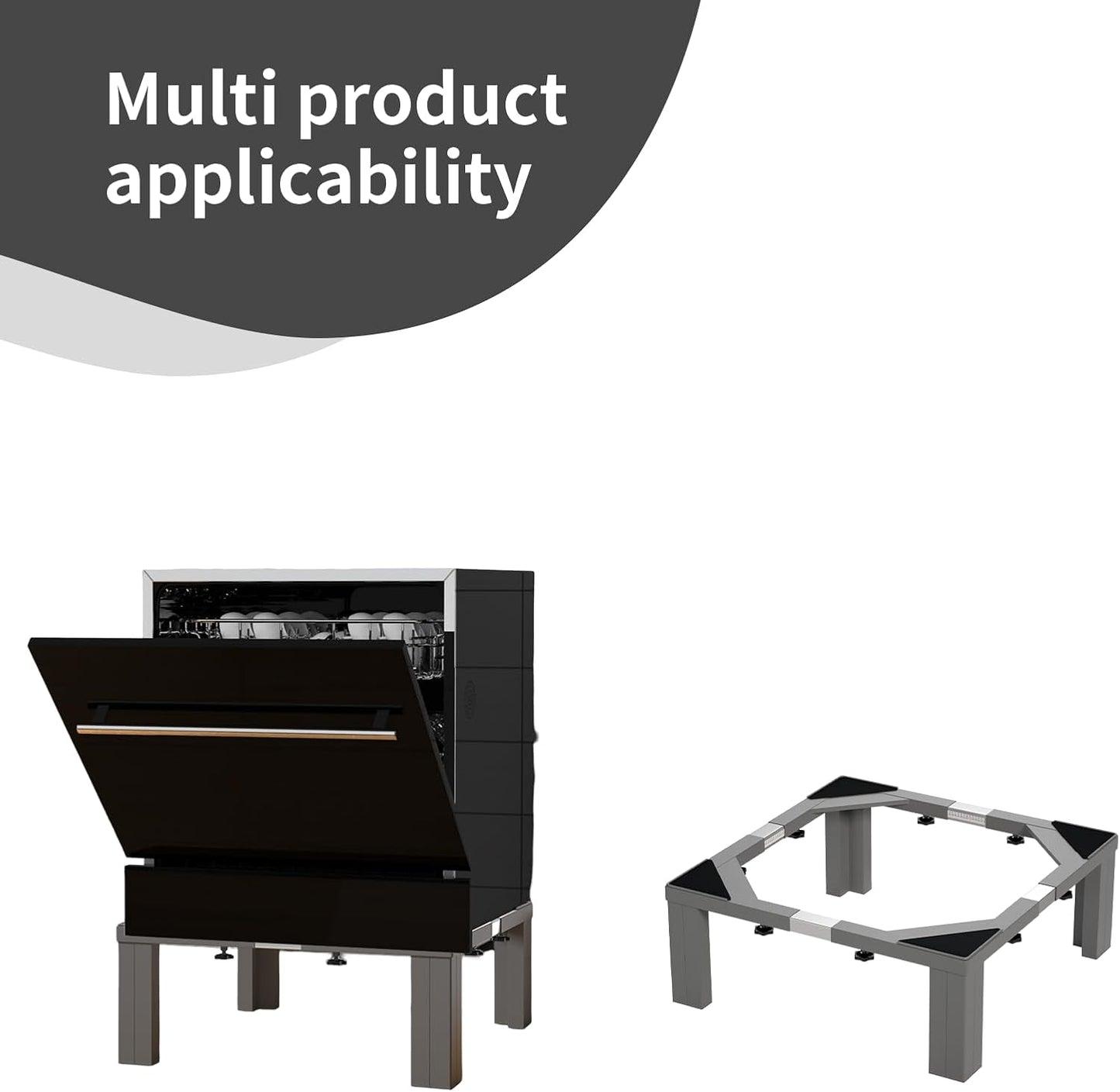 Heavy Duty Stainless Steel Mini Fridge & Washer Dryer Stand with 4 Strong Feet - Universal Appliance Base (Large)