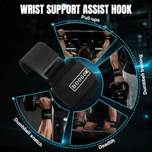 Weight Lifting Hooks with Wrist Straps (Pair) for Deadlifts, Pull
