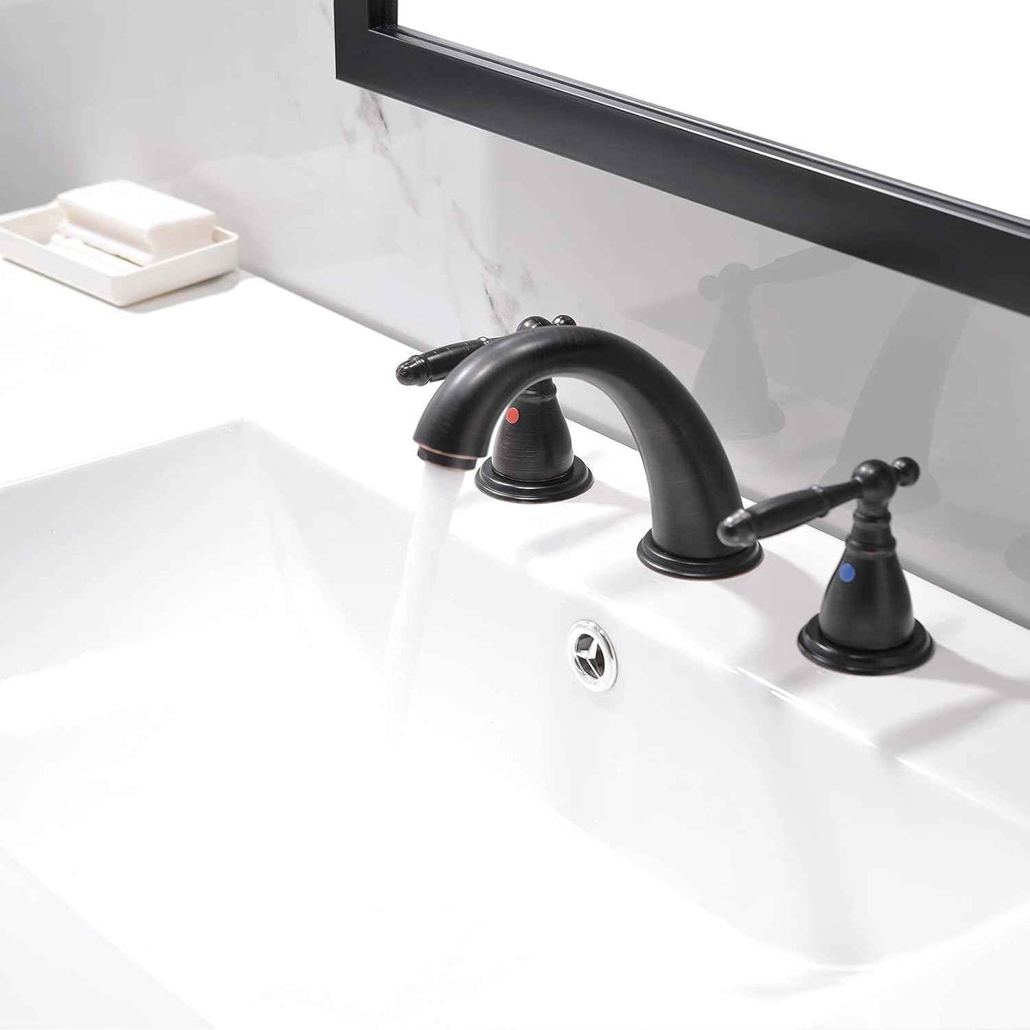 Phiestina 8-Inch Widespread Bathroom Faucet - Chrome, Lead-Free, Metal Pop-Up Drain, Model WF008-4-C