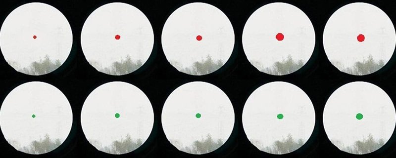 MAYMOC Red and Green Reflex Sight with 4 Reticles, 3/8" Dovetail Mount for Airgun Airsoft 11mm Rail and .22 RF