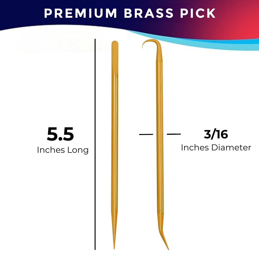 Rosemont Scuba Premium Brass Pick Kit – 2 Picks with 4 Tip Styles | O-Ring and Seal Removal Tools for Scuba Diving, Automotive, and DIY Maintenance | Durable, Scratch-Free Design