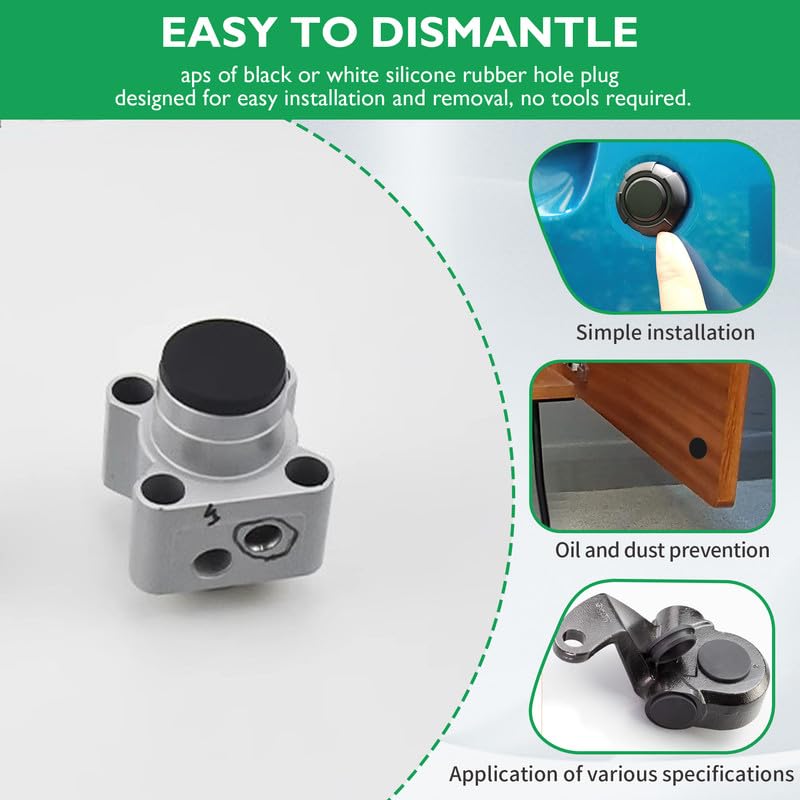 EASYEAH 4 Sizes 6.3/6.5/6.8/7 mm T-Shaped Silicone Plugs 1/4 inch Soft Flexible Rubber Stopper in Tube End Cap Cover Waterproof Sealing Hole Plugs for Bottles Pipes, Black, 32 Pcs